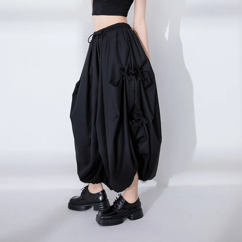 Casual Loose Tie Pleated Pants Lightweight Jogger Pants