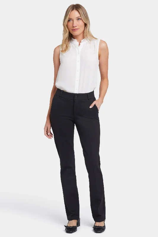 Classic Trouser Pants - Black Fashionable Button-Up Pants