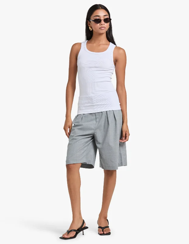 Ribbed Tank - White fitness tank top