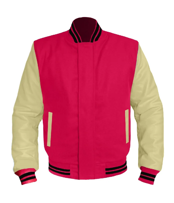 Original American Varsity Cream Leather Sleeve Letterman College Baseball Women Wool Jackets #CRSL-BSTR-BZ Bomber Jacket Anorak Windbreaker Original American Varsity Cream Leather Sleeve Letterman College Baseball Women Wool Jackets #CRSL-BSTR-BZ Bomber Jacket Anorak Windbreaker