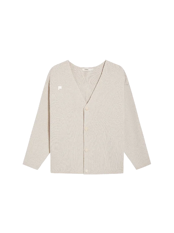 Mens Recycled Cashmere Cardigan—oatmeal Stylish Fashionable Trendy
