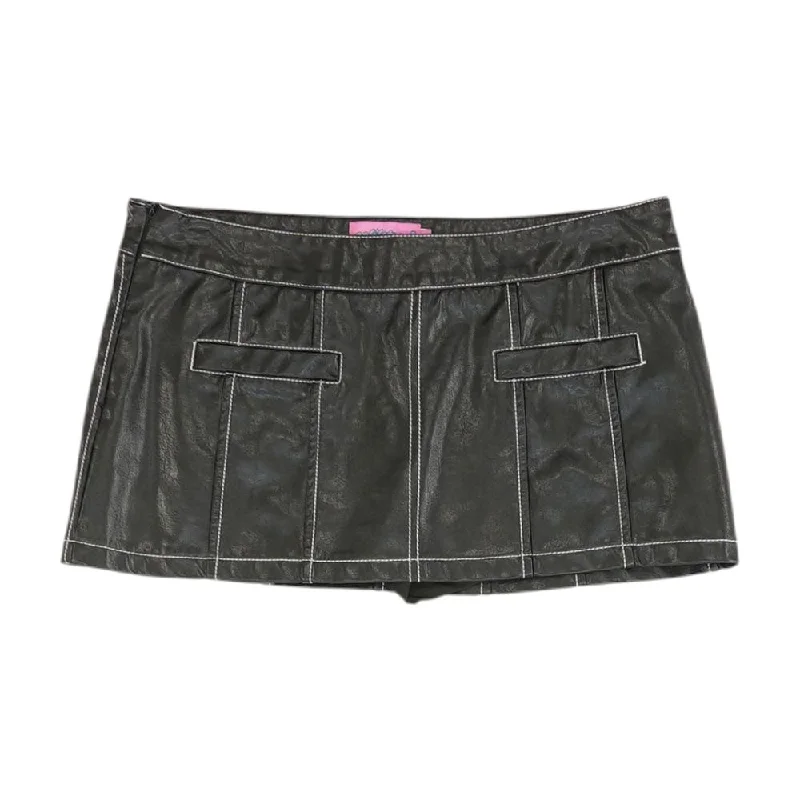 Black Striped Mini Skirt linen skirt airy
