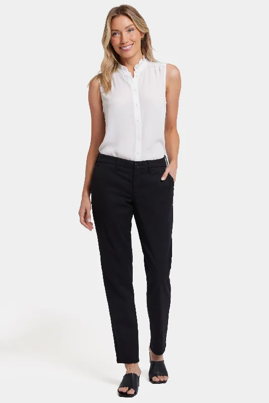 Sheri Slim Trouser Pants - Black Relaxed Casual Leggings