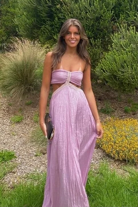 Purple Strapless Cut Out A-Line Long Party Dress,DP609 Tunics Bestseller popular