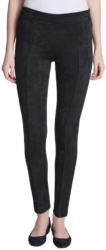 Andrew Marc Women's Super Soft Stretch Faux Suede Pull On Pants Warm Wool Trousers