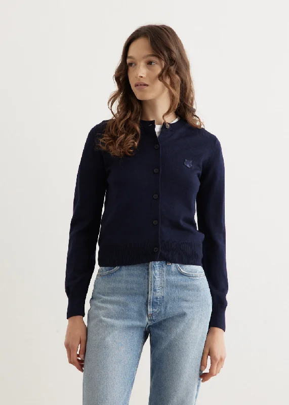 Bold Fox Head Patch Regular Cardigan Tailored Straight A-Line