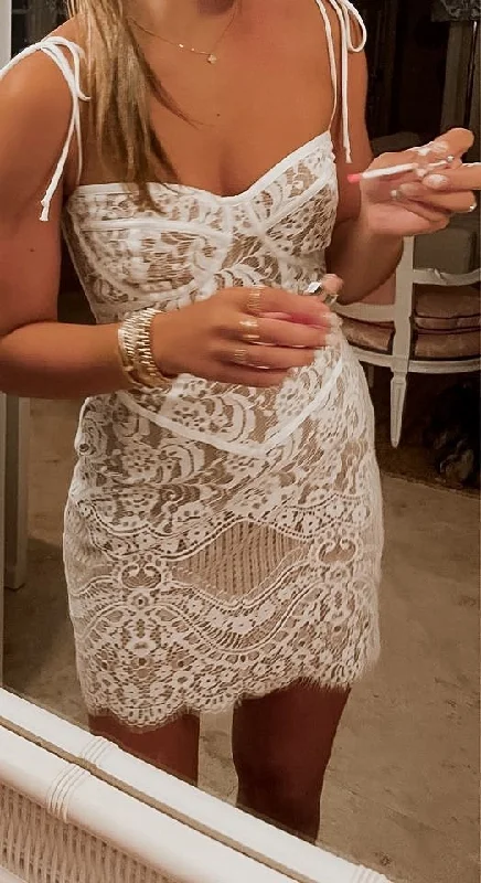 Tie Straps Lace Homecoming Dress Charming Party Dress  c3375 Tunics Trendy modern