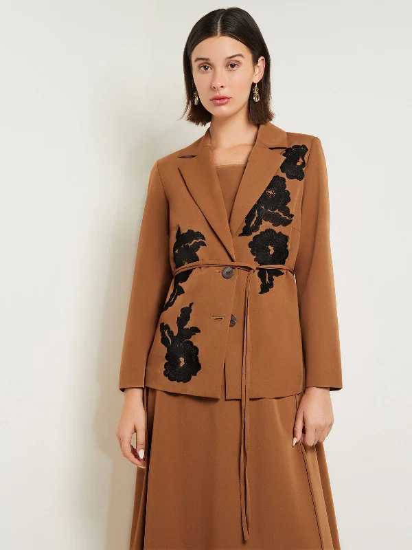 Tailored Fit Jacket - Embroidered Woven Twill Insulated Jacket Fitted Jacket Loose Jacket