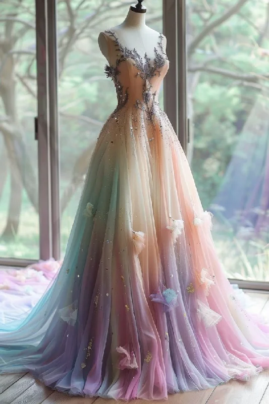 Elegant Straps A-Line Gradient Chiffon Beading Long Party Dress Evening Gown, DP4915 Tunics Travel practical Elegant Straps A-Line Gradient Chiffon Beading Long Party Dress Evening Gown, DP4915 Tunics Travel practical
