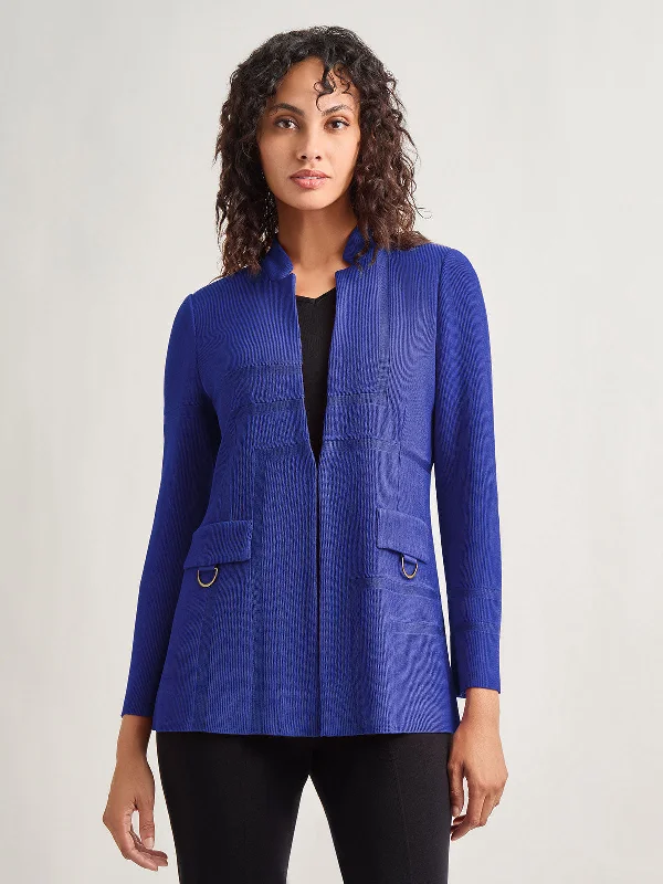 Inverted Notch Collar Tailored Knit Jacket Knit Fabric Woven Fabric Fleece Fabric