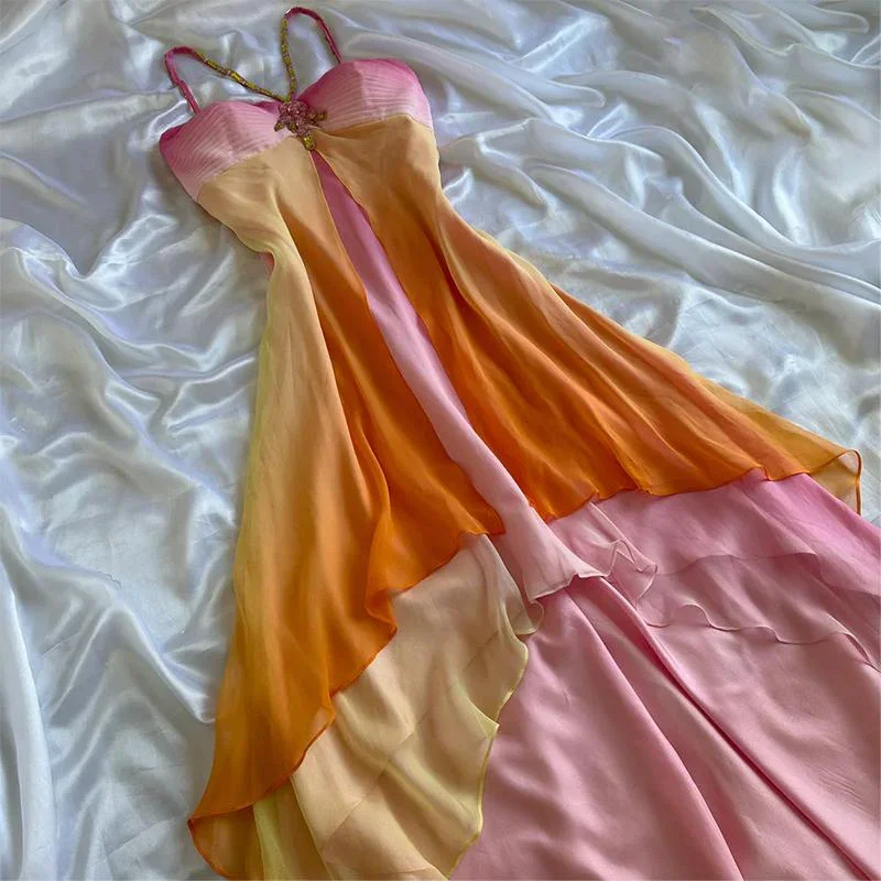 Colorful Beading A-Line Chiffon Vintage Party Dress, DP2116 Tunics Review highly