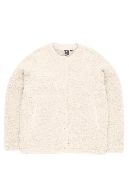 Montbell Women's Climaplus Shearling Cardigan - Ivory Toggled Drawstring Belted