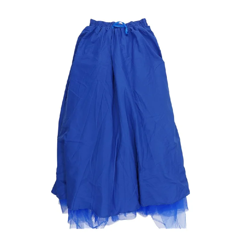 Blue Solid Midi Skirt velvet skirt plush