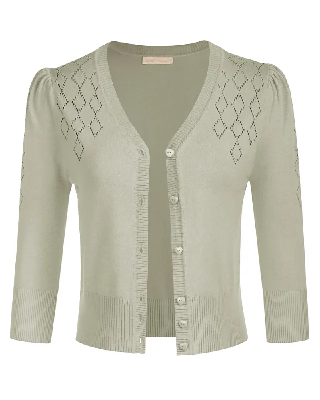 Seckill Offer⌛Hollowed-out Cardigan Sweater 3/4 Sleeve V-Neck Knitwear Fleece Cardigan Nylon Polyester Seckill Offer⌛Hollowed-out Cardigan Sweater 3/4 Sleeve V-Neck Knitwear Fleece Cardigan Nylon Polyester