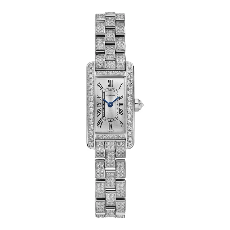 Cartier Tank Americaine 28mm Women's watch - Ref: WJTA0045 - Silver Roman Dial, 18K White Gold Pave Diamond Bracelet cute tank top Cartier Tank Americaine 28mm Women's watch - Ref: WJTA0045 - Silver Roman Dial, 18K White Gold Pave Diamond Bracelet cute tank top