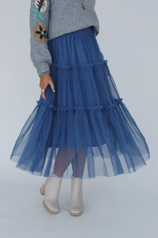 Sonoma Tiered Tulle Skirt - Blue mini skirt trendy