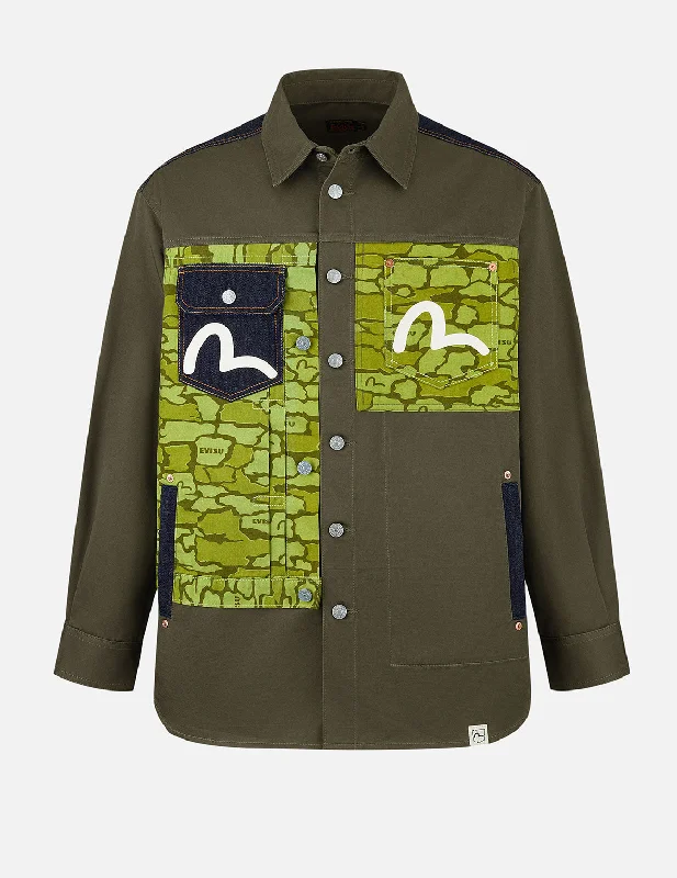 Seagull Print and Hybrid Ishigaki Camouflage Regular Fit Shirt Jacket Fleece Jacket Down Jacket Parka Seagull Print and Hybrid Ishigaki Camouflage Regular Fit Shirt Jacket Fleece Jacket Down Jacket Parka