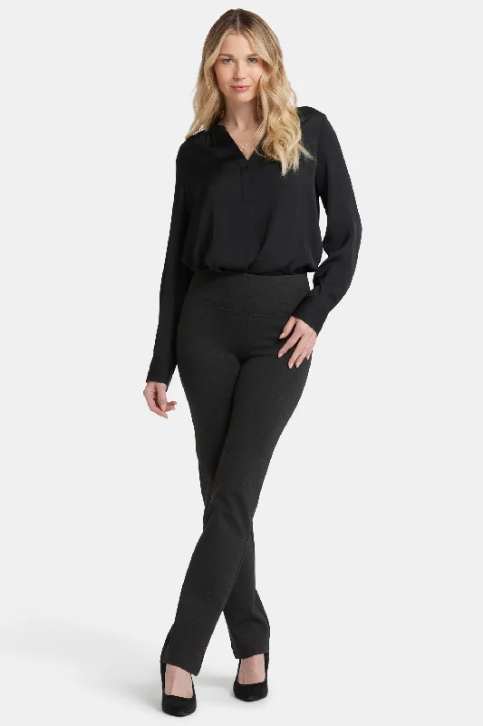 Pull-On Straight Pants - Charcoal Heathered Relaxed Lounge Trousers