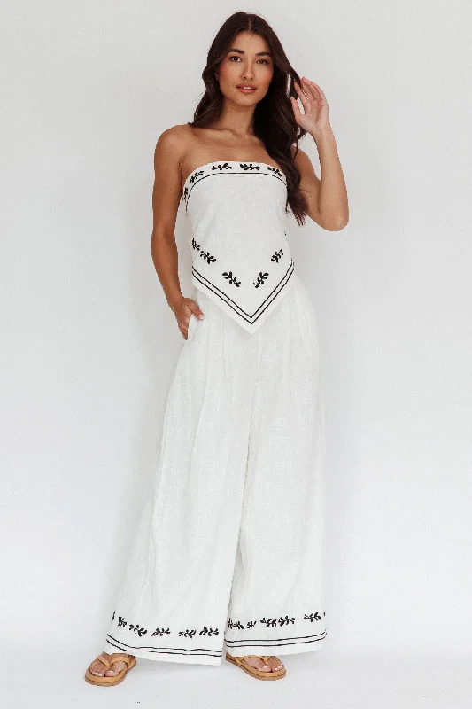 Sought After Wide-Leg Pocket Pants Off White Fashionable Tapered Leg Pants