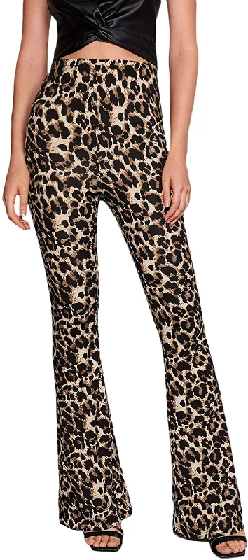 WDIRARA Women's Snakeskin High Waist Casual Flare Bell Bottom Stretch Long Pants Elegant High-Waist Pants