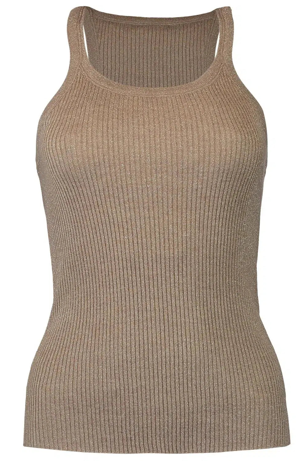 Ribbed Scoop Neck Tank - Tobbaco Brown peach tank top
