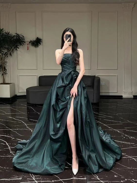 Vintage Green Strapless Satin Prom Dress,Formal Prom Dress Party Dress cc2787 Tunics Wedding white Vintage Green Strapless Satin Prom Dress,Formal Prom Dress Party Dress cc2787 Tunics Wedding white