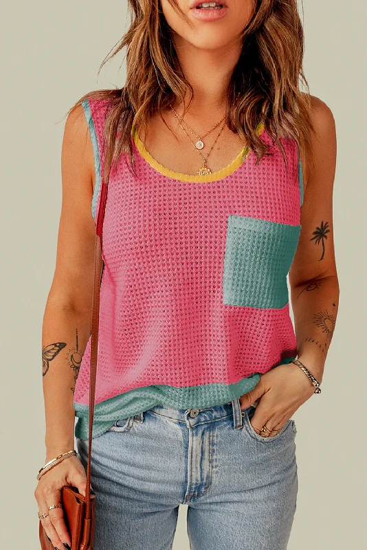 Bold and Bright Tank with Pocket - Strawberry turquoise tank top