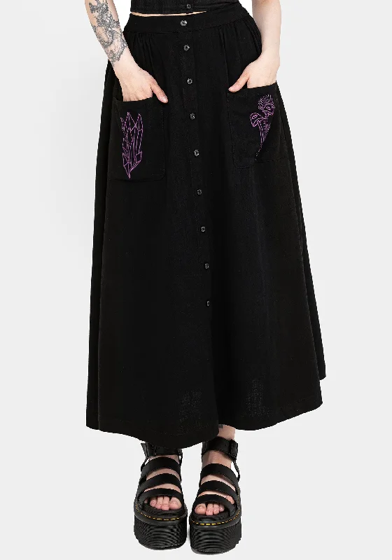 Scutellaria Button Up Midaxi Skirt leather skirt sleek