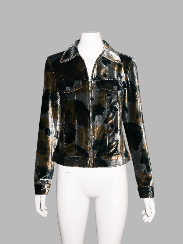 Enrica Massei khaki camo velvet trucker jacket - size 40 Bomber Jacket Anorak Windbreaker Enrica Massei khaki camo velvet trucker jacket - size 40 Bomber Jacket Anorak Windbreaker