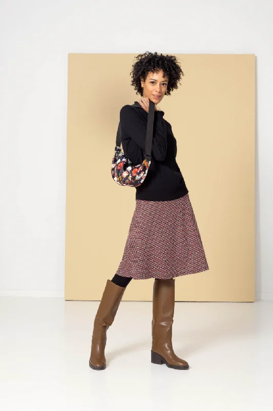 Zilch Graphic Black Wide Skirt zip skirt side