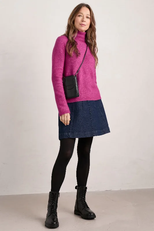 Seasalt Rolling Sands Skirt in Dark Rinse Wash high waist skirt