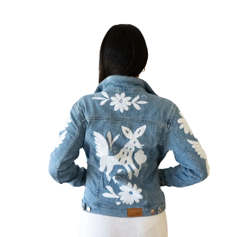 Denim Jacket Otomi White Fitted Jacket Loose Jacket Oversized Jacket