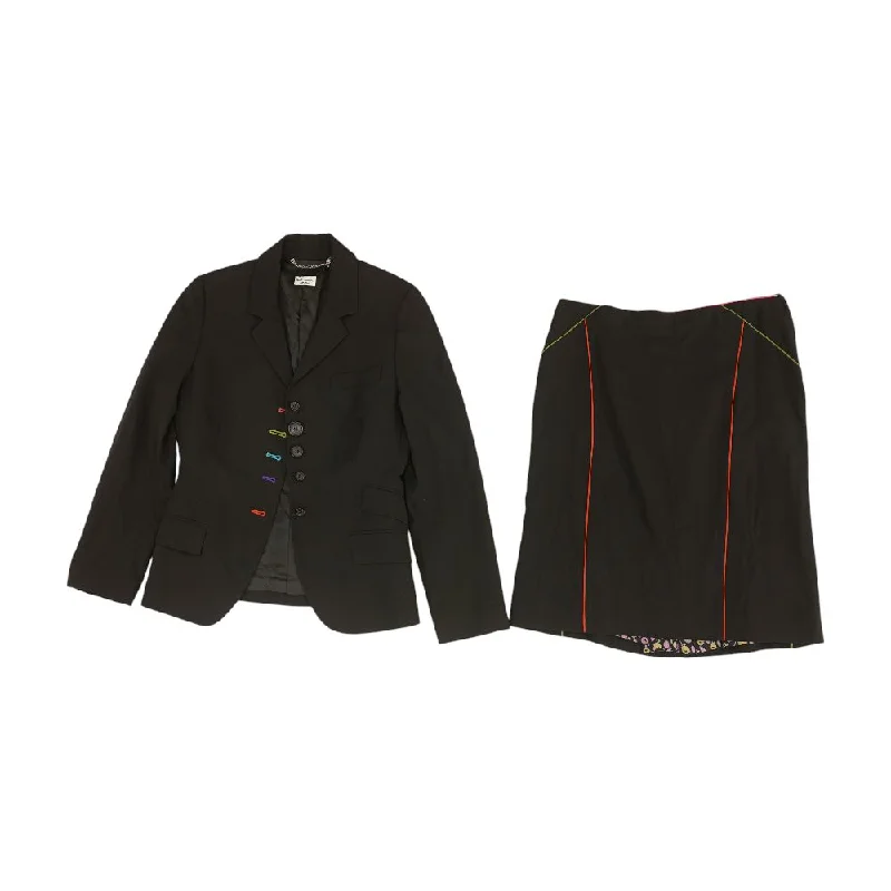 Black Solid 2pc Skirt Suit maxi skirt elegant