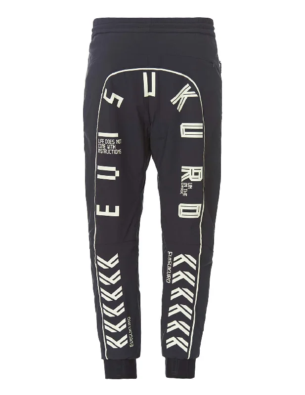Sports Pants with Glow-in-the-dark Print Stylish Paperbag Waist Pants