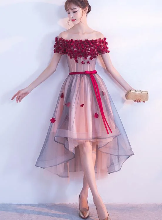 Lovely Tulle Off Shoulder High Low Party Dress, New Formal Dress Tunics Cozy soft