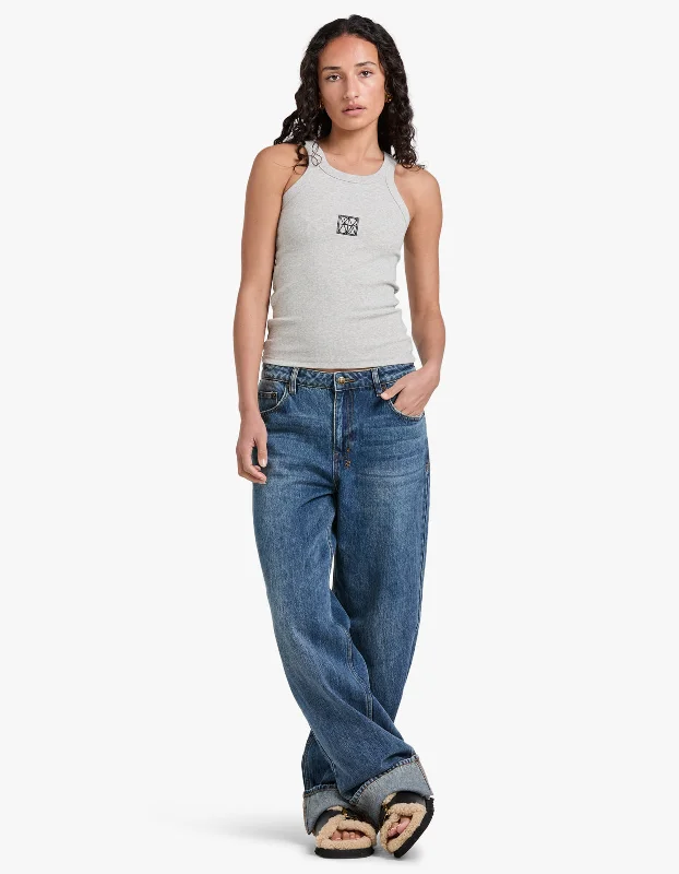 Monogram Tank - Grey Marle charcoal tank top