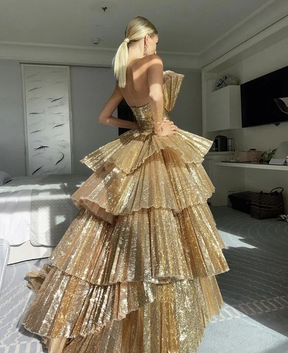 Stylish Golden Tiered Ball Gown Long Evening Party Dress,DP303 Tunics Vintage classic Stylish Golden Tiered Ball Gown Long Evening Party Dress,DP303 Tunics Vintage classic