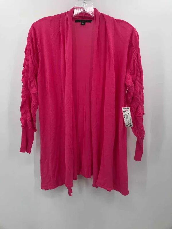 Pre-Owned Fever Pink Size Medium Cardigan Sweater Crew Neck V-Neck Turtle Neck