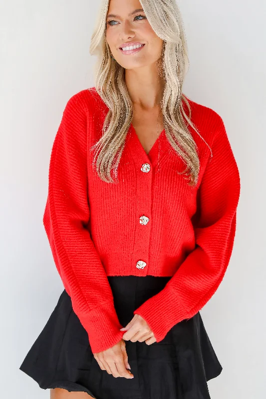 FINAL SALE - Luxury Sweetness Red Sweater Cardigan Thin Thick Dense
