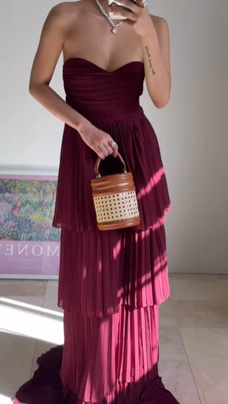 Vintage Burgundy Strapless Chiffon Layered A Line Prom Evening Dress,Long Party Dress cc2930 Tunics Timeless classic Vintage Burgundy Strapless Chiffon Layered A Line Prom Evening Dress,Long Party Dress cc2930 Tunics Timeless classic