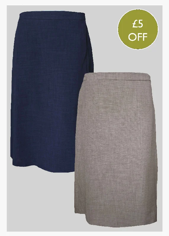 2 Pack Below Knee Linen Look VELCRO® Brand Fastening Wrap Skirts Delia Bundle tiered skirt playful