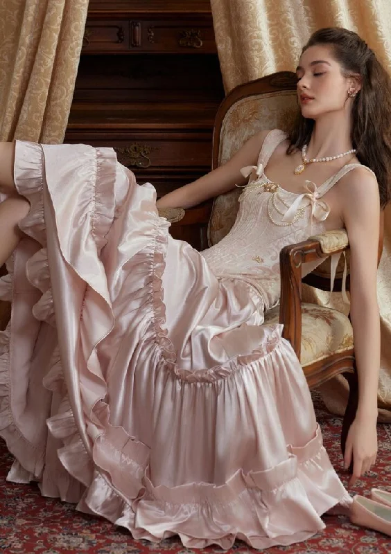 Classy Pink Satin Ruffle A Line Party Dress,Formal Prom Dress cc2823 Tunics Yoga stretchy Classy Pink Satin Ruffle A Line Party Dress,Formal Prom Dress cc2823 Tunics Yoga stretchy