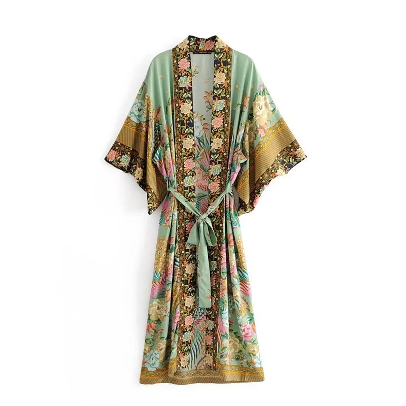 Positioning printed cardigan robe Nylon Fabric Polyester Fabric Spandex Fabric