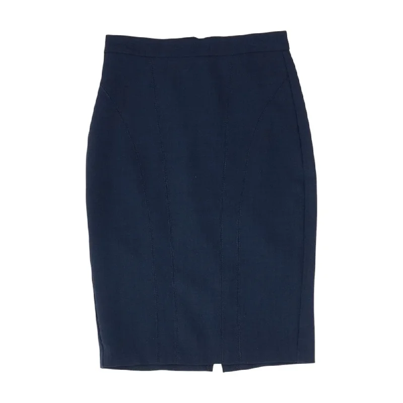 Navy Solid Midi Skirt linen skirt natural