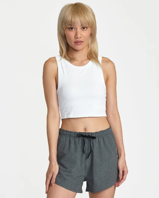 VA Cut Out Cropped Tank Top - Whisper White scoop neck tank