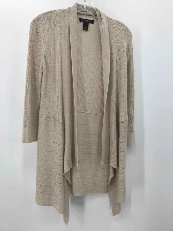 Pre-Owned WHBM Gold Size Small Cardigan Sweater Collared Crew Neck Turtle Neck