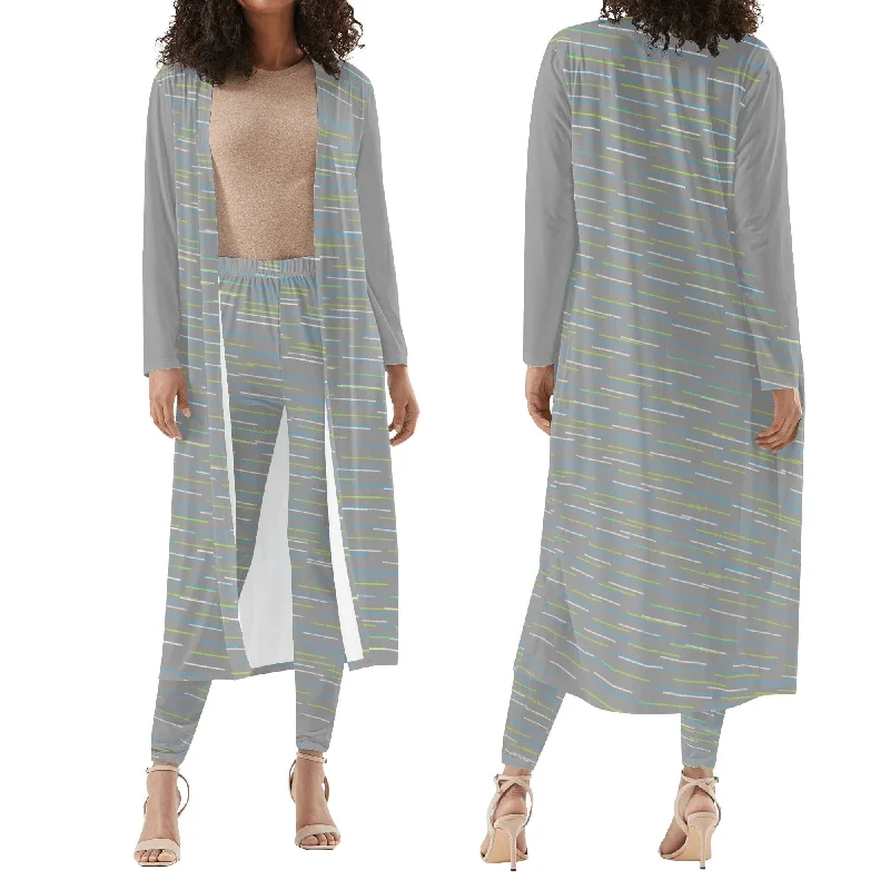Linear Women's Long Sleeve Cardigan and Leggings 2pcs Iron Safe Non-Iron Wrinkle Free Linear Women's Long Sleeve Cardigan and Leggings 2pcs Iron Safe Non-Iron Wrinkle Free