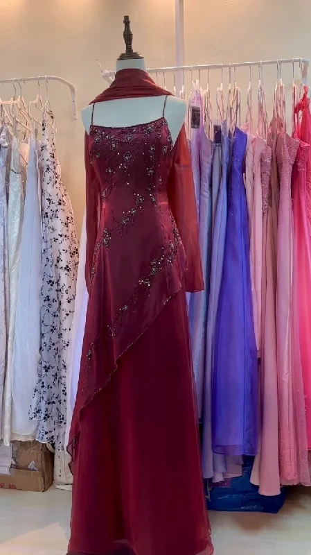 Burgundy Straps Sheath Beading Long Party Dress Vintage Evening Dress, DP4918 Tunics Yoga stretchy Burgundy Straps Sheath Beading Long Party Dress Vintage Evening Dress, DP4918 Tunics Yoga stretchy