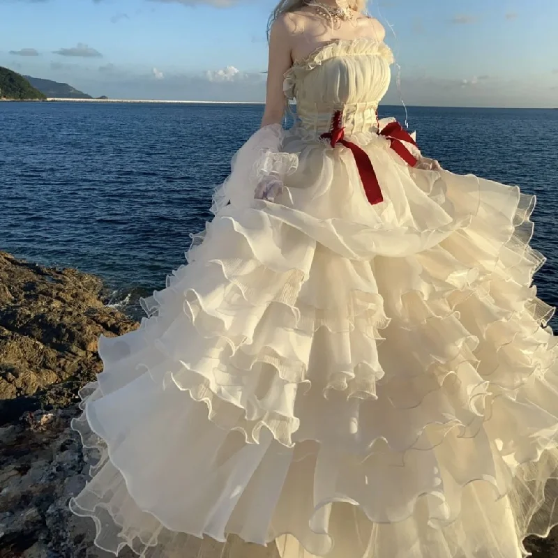French retro high-end tutu skirt button skirt front