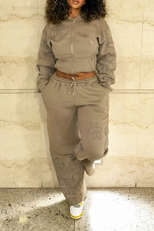 Stylish Printed Kangaroo Pocket Jacket & Pants Set Satin Fabric Silk Fabric Chiffon Fabric Stylish Printed Kangaroo Pocket Jacket & Pants Set Satin Fabric Silk Fabric Chiffon Fabric